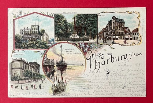 Litho hamburg harburg 1898 - hamburg,